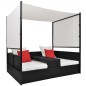 Lettino da Giardino con Tetto Nero 190x130 cm in Polyrattan Lettino da Giardino con Tetto Nero 190x130 cm in Polyrattan