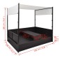 Lettino da Giardino con Tetto Nero 190x130 cm in Polyrattan Lettino da Giardino con Tetto Nero 190x130 cm in Polyrattan