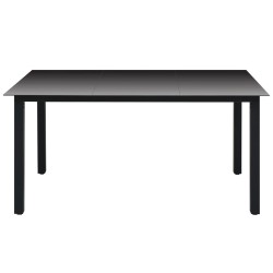 vidaXL Tavolo da Giardino Nero 150x90x74 cm in Alluminio e Vetro