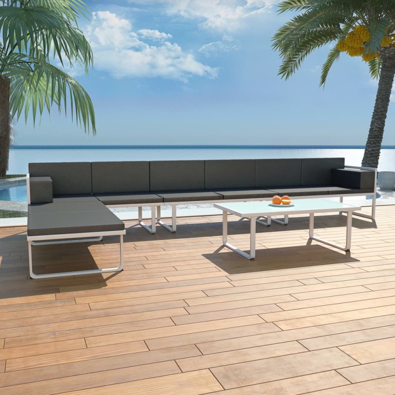Set Divani da Giardino 5 pz in Textilene e Alluminio Nero Set Divani da Giardino 5 pz in Textilene e Alluminio Nero