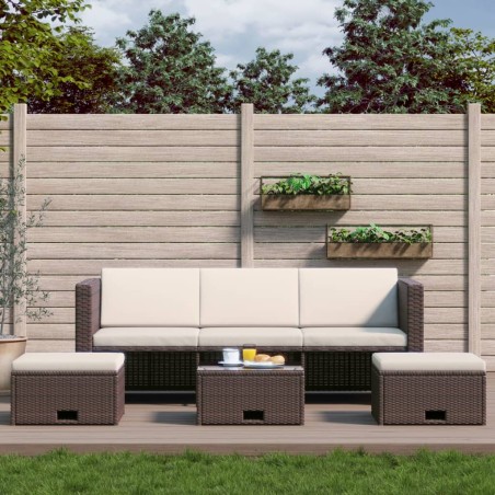 Set Divani da Giardino 4 pz con Cuscini in Polyrattan Marrone