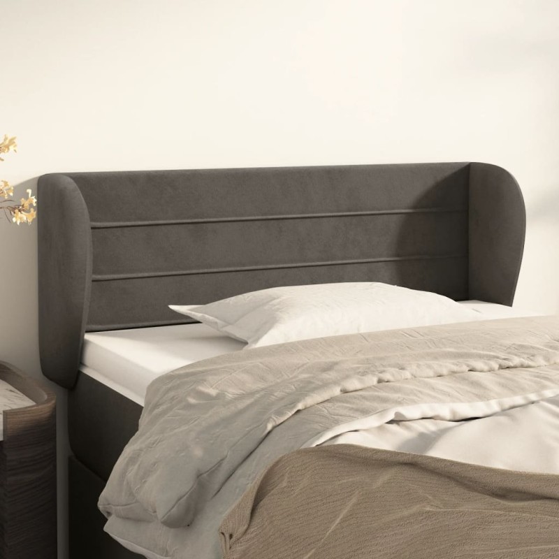 Testiera ad Orecchio Grigio Scuro 83x23x78/88 cm in Velluto Testiera ad Orecchio Grigio Scuro 83x23x78/88 cm in Velluto