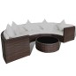 Set Divani da Giardino 6 pz con Cuscini in Polyrattan Marrone Set Divani da Giardino 6 pz con Cuscini in Polyrattan Marrone