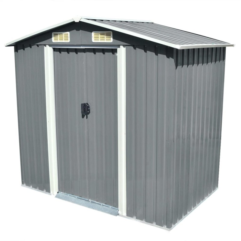 Capanno per Attrezzi in Metallo Grigio 204x132x186 cm Capanno per Attrezzi in Metallo Grigio 204x132x186 cm