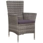 Set da Pranzo per Esterni 7 pz con Cuscini in Polyrattan Grigio Set da Pranzo per Esterni 7 pz con Cuscini in Polyrattan Grigio