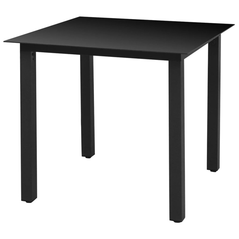 Tavolo da Giardino Nero 80x80x74 cm in Alluminio e Vetro Tavolo da Giardino Nero 80x80x74 cm in Alluminio e Vetro