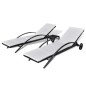 Lettini Prendisole con Tavolino in Polyrattan Nero Lettini Prendisole con Tavolino in Polyrattan Nero
