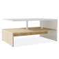 Tavolino da Caffè in Truciolato 90x59x42 cm Quercia e Bianco Tavolino da Caffè in Truciolato 90x59x42 cm Quercia e Bianco