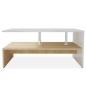 Tavolino da Caffè in Truciolato 90x59x42 cm Quercia e Bianco Tavolino da Caffè in Truciolato 90x59x42 cm Quercia e Bianco