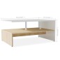 Tavolino da Caffè in Truciolato 90x59x42 cm Quercia e Bianco Tavolino da Caffè in Truciolato 90x59x42 cm Quercia e Bianco