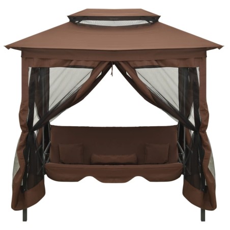 vidaXL Gazebo Convertibile Panchina a Dondolo Caffè