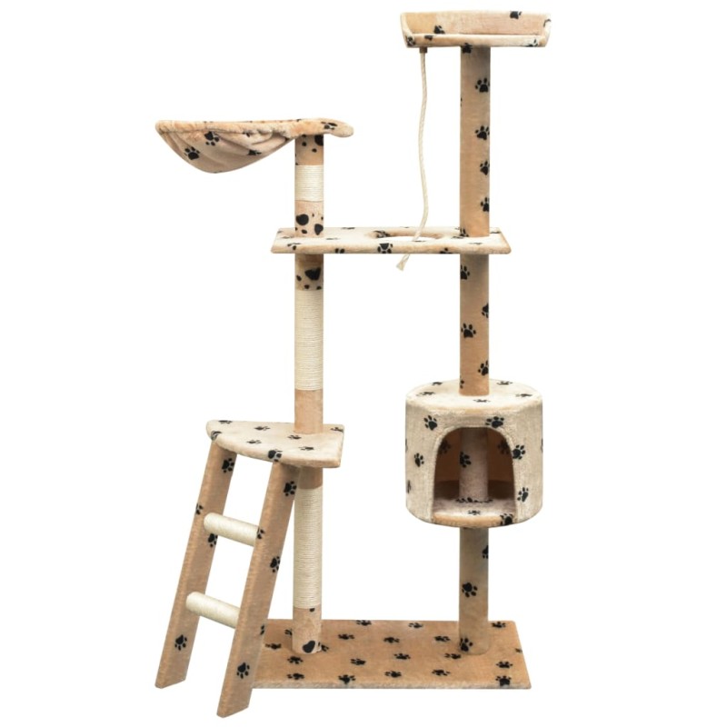 Albero per Gatti Tiragraffi Sisal 150 cm Zampe Stampate Beige Albero per Gatti Tiragraffi Sisal 150 cm Zampe Stampate Beige