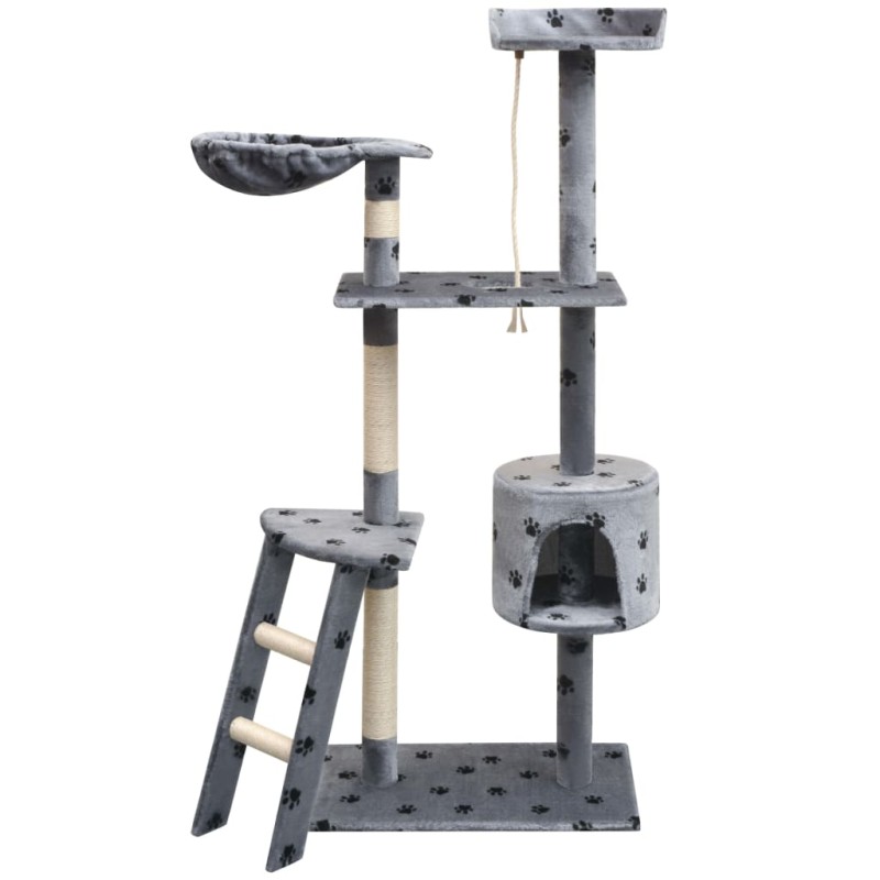Albero per Gatti Tiragraffi Sisal 150 cm Zampe Stampate Grigio Albero per Gatti Tiragraffi Sisal 150 cm Zampe Stampate Grigio