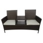 Divano da Giardino a 2 Posti con Tavolino in Polyrattan Marrone Divano da Giardino a 2 Posti con Tavolino in Polyrattan Marrone