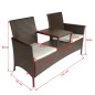 Divano da Giardino a 2 Posti con Tavolino in Polyrattan Marrone Divano da Giardino a 2 Posti con Tavolino in Polyrattan Marrone