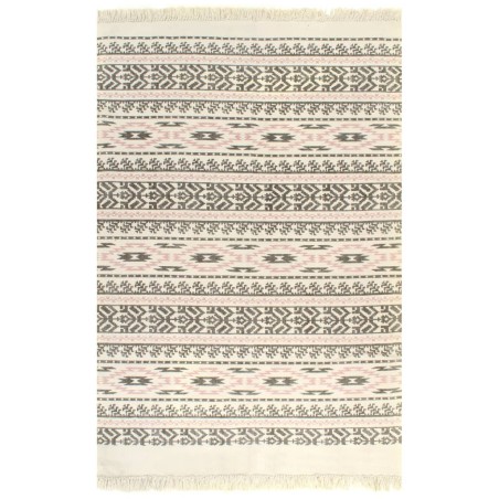 Tappeto Kilim in Cotone 120x180 cm con Motivi Grigi/Rosa