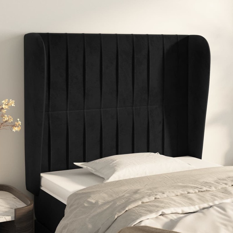 vidaXL Testiera ad Orecchio Nera 103x23x118/128 cm in Velluto vidaXL Testiera ad Orecchio Nera 103x23x118/128 cm in Velluto
