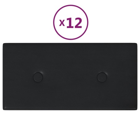 Pannelli Murali 12 pz Neri 30x15 cm in Similpelle 0,54 m²