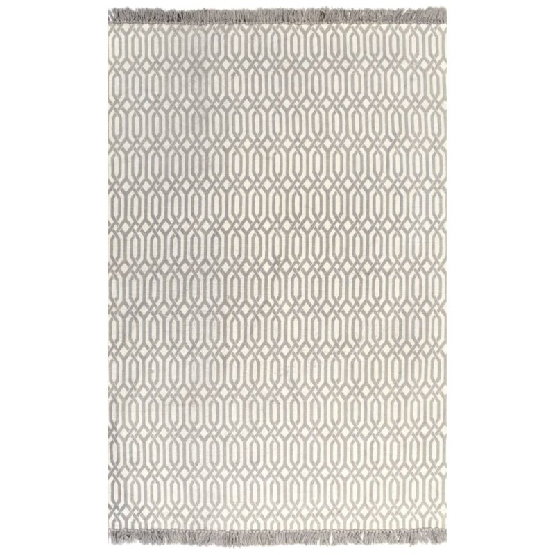 Tappeto Kilim in Cotone 160x230 cm con Motivi Grigio Talpa Tappeto Kilim in Cotone 160x230 cm con Motivi Grigio Talpa