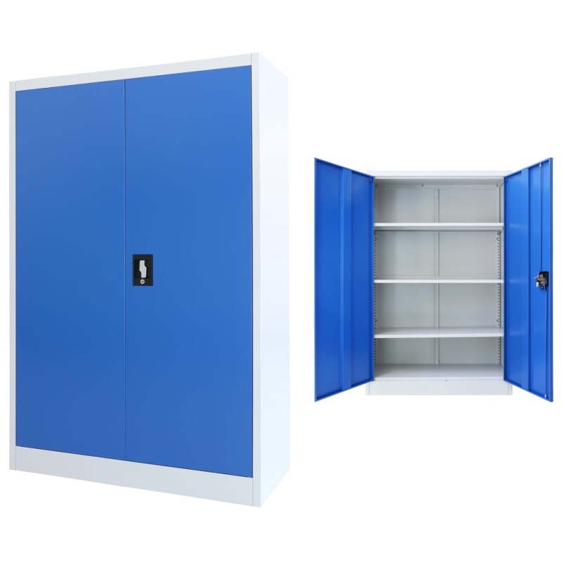 Armadio per Ufficio in Metallo 90x40x140 cm Grigio e Blu Armadio per Ufficio in Metallo 90x40x140 cm Grigio e Blu