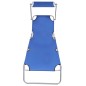 Lettino Prendisole Pieghevole con Baldacchino in Alluminio Blu Lettino Prendisole Pieghevole con Baldacchino in Alluminio Blu