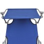 Lettino Prendisole Pieghevole con Baldacchino in Alluminio Blu Lettino Prendisole Pieghevole con Baldacchino in Alluminio Blu
