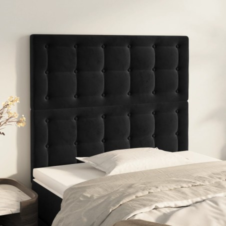 Testiera 2 pz Nera 80x5x78/88 cm in Velluto