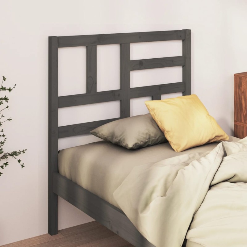 Testiera per Letto Grigia 96x4x104 cm in Legno Massello di Pino Testiera per Letto Grigia 96x4x104 cm in Legno Massello di Pino