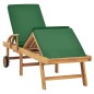 vidaXL Lettino Prendisole con Cuscino in Massello di Teak Verde vidaXL Lettino Prendisole con Cuscino in Massello di Teak Verde