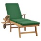 vidaXL Lettino Prendisole con Cuscino in Massello di Teak Verde vidaXL Lettino Prendisole con Cuscino in Massello di Teak Verde