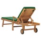 vidaXL Lettino Prendisole con Cuscino in Massello di Teak Verde vidaXL Lettino Prendisole con Cuscino in Massello di Teak Verde