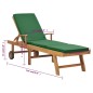 vidaXL Lettino Prendisole con Cuscino in Massello di Teak Verde vidaXL Lettino Prendisole con Cuscino in Massello di Teak Verde