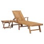 Lettino Prendisole con Tavolo in Legno Massello di Teak Lettino Prendisole con Tavolo in Legno Massello di Teak