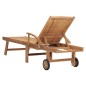 Lettino Prendisole con Tavolo in Legno Massello di Teak Lettino Prendisole con Tavolo in Legno Massello di Teak