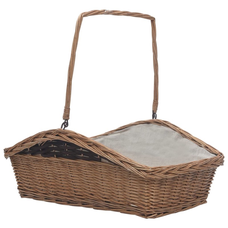 Cesta Legna da Ardere con Manico 61,5x46,5x58cm Marrone Salice Cesta Legna da Ardere con Manico 61,5x46,5x58cm Marrone Salice