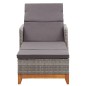 Lettino Prendisole Polyrattan e Legno Massello di Acacia Grigio Lettino Prendisole Polyrattan e Legno Massello di Acacia Grigio