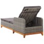 Lettino Prendisole Polyrattan e Legno Massello di Acacia Grigio Lettino Prendisole Polyrattan e Legno Massello di Acacia Grigio