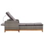 Lettino Prendisole Polyrattan e Legno Massello di Acacia Grigio Lettino Prendisole Polyrattan e Legno Massello di Acacia Grigio