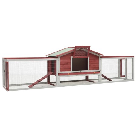 vidaXL Conigliera Rossa 310x70x87 cm in Legno Massello di Pino e Abete