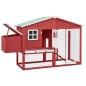 Pollaio con Casetta Nidificazione Rosso e Bianco in Legno Abete Pollaio con Casetta Nidificazione Rosso e Bianco in Legno Abete