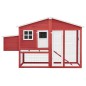 Pollaio con Casetta Nidificazione Rosso e Bianco in Legno Abete Pollaio con Casetta Nidificazione Rosso e Bianco in Legno Abete