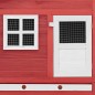 Pollaio con Casetta Nidificazione Rosso e Bianco in Legno Abete Pollaio con Casetta Nidificazione Rosso e Bianco in Legno Abete