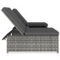 Lettini Prendisole 2 pz con Tavolo in Polyrattan Grigio Lettini Prendisole 2 pz con Tavolo in Polyrattan Grigio