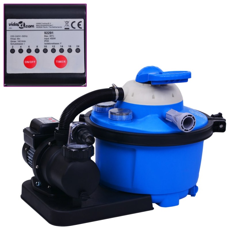 Pompa con Filtro a Sabbia con Timer 450 W 25 L Pompa con Filtro a Sabbia con Timer 450 W 25 L