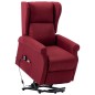  vidaXL Poltrona Alzapersona Massaggiante Rosso Vino Tessuto