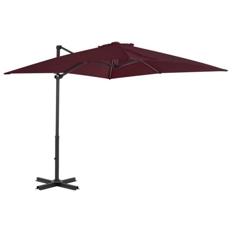 Ombrellone a Sbalzo con Palo Alluminio 250x250 cm Rosso Bordò Ombrellone a Sbalzo con Palo Alluminio 250x250 cm Rosso Bordò