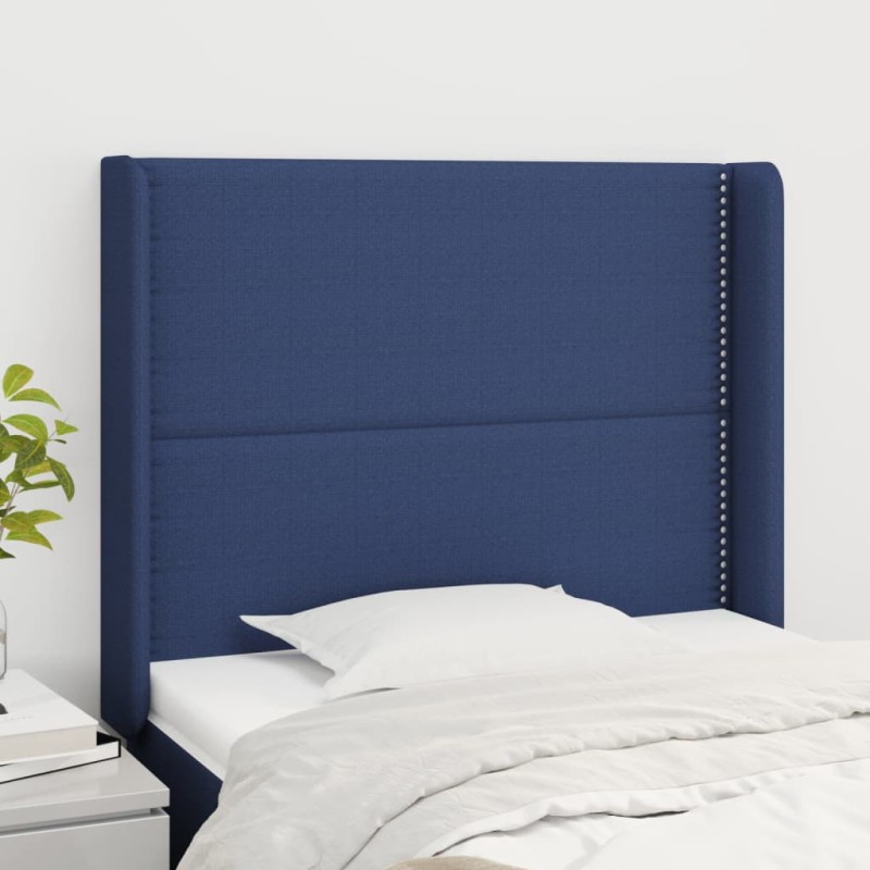 vidaXL Testiera ad Orecchio Blu 103x16x118/128 cm in Tessuto vidaXL Testiera ad Orecchio Blu 103x16x118/128 cm in Tessuto