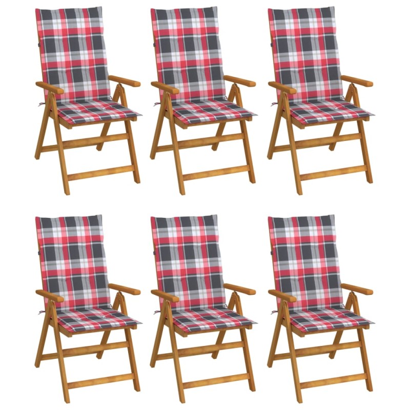 Sedie da Giardino Pieghevoli 6 pz con Cuscini Massello Acacia Sedie da Giardino Pieghevoli 6 pz con Cuscini Massello Acacia