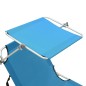 Lettino Prendisole Pieghevole con Baldacchino in Alluminio Blu Lettino Prendisole Pieghevole con Baldacchino in Alluminio Blu