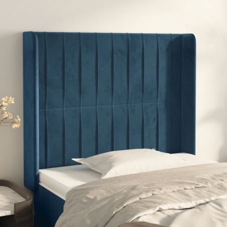 Testiera ad Orecchio Blu Scuro 93x16x118/128 cm in Velluto